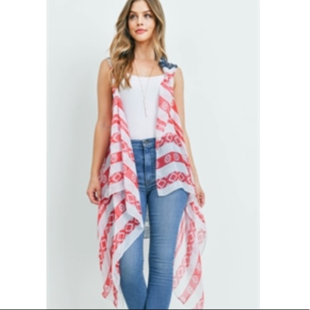 USA Knee Length American Flag Kimono